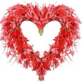 thumbnail image 1 of JEWLALO Pink Forsythia Wreath, 19 Inch Heart Wreath for Front Door, Home Farmhouse Decor, Mother's Day Valentine's Day Decorations, 1 of 8