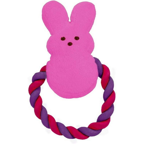 JEWLALO Plush Bunny for Pets, Bunny Rope Pull Toy for Dogs, Rabbit Toys for Pets Squeaker Dog Toy, Pink/Purple, Dog Toys Fun and Cute