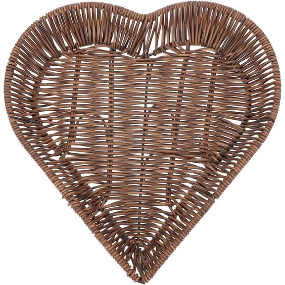 JEWLALO Rattan Heart Shaped Serving Tray, Woven Serving Platters and Trays, Tabletop Serving Platters Valentines Day Table Decorations Supplies