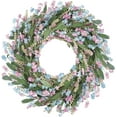 thumbnail image 1 of JEWLALO Spring Wreath, 24” Wreath, Artificial Blue and Pink Spring Wreath with Flower, Flower Spike, All Seasons Wreath for Front Door, Living Room Wedding, 1 of 9