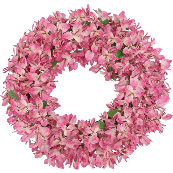 JEWLALO Valentine's Day Wreaths for Front Door, 18'' Fake Bougainvillea Wreath, White Floral Hanging Wreath, Outdoor Summer Spring Wreath for Home Wall Fireplace Front Porch Patio Decor