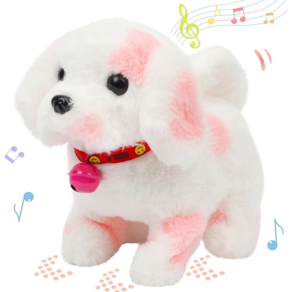 JEWLALO Walking Point Dog Interactive Electronic Pet Plush Toy Puppy Woof and Moving Animated Nodding Head Gifts for Easter Birthday