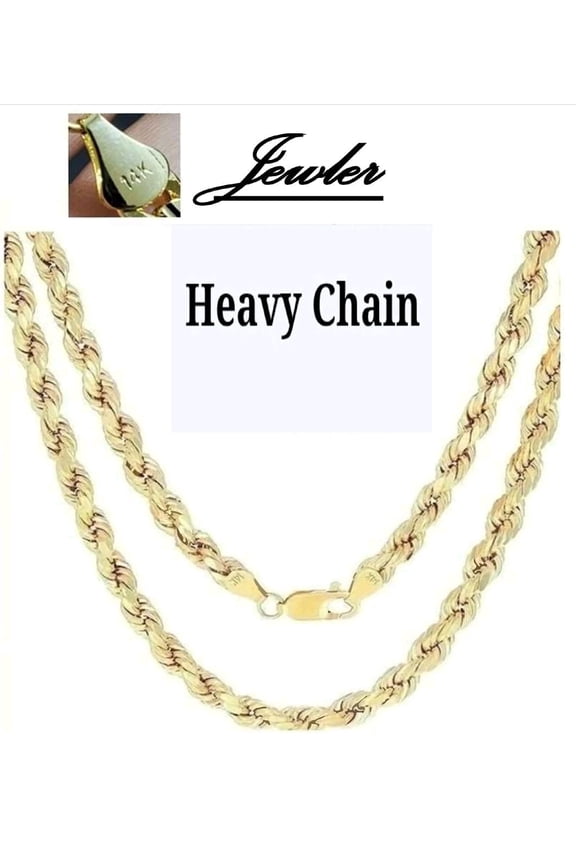 14K Solid Gold Filled Rope Chain Necklace 24 in, 5mm for Women and Men by JEWLER