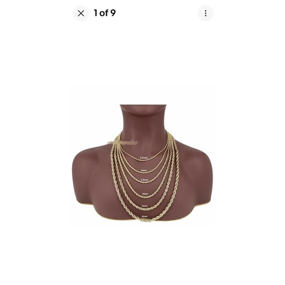 14K Solid Gold Filled Rope Chain Necklace 24 in, 8mm for Women and Men by JEWLER