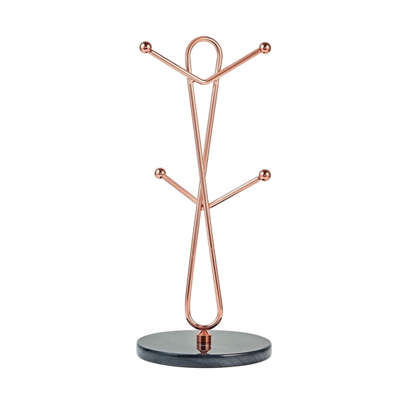 JEmarble Mug Holders with Copper Plated Standing(Black) Countertop Mug Tree, Coffee Mugs & Tea Cup Storage Rack, Coffee Counter Bar Accessory & Kitchen Organizer