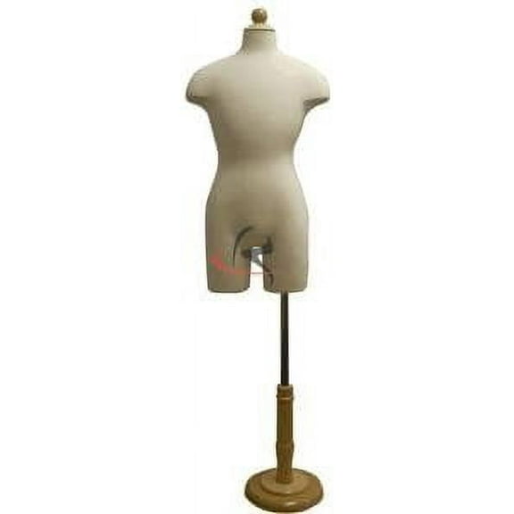 (JF-11C12T) DISPLAY 12 yrs old Child Body Form white jersey form cover, w/ hips, wooden base fabric.