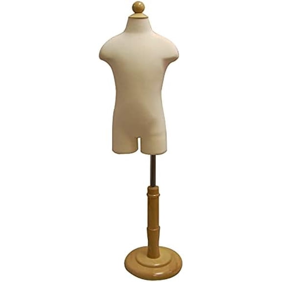 (JF-11C2T) Display CAP-C6MN, 2 yrs Old Child Body Form White Jersey Form Cover, w/Hips, Wooden Base Fabric.