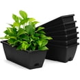 thumbnail image 1 of JF 7 Pack Black Plastic Rectangular Window Planter Box, Window Vegetable Planter Box with Trays, Rectangular Flower Pots for Windowsill, Garden, Balcony, Patio, Black, 1 of 6