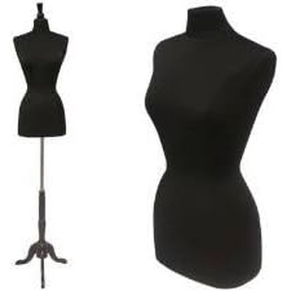 (JF-F2/4BK+BS-02BKX) ROXYDISPLAY™ Female Body Form with Black Tripod Wooden Base