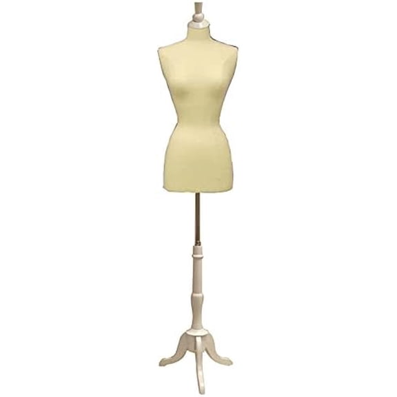 (JF-F2/4W+BS-03) ROXYDISPLAY™ Female Body Form with White Wooden Base.
