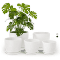 thumbnail image 1 of JF Plant Pots Indoor planter 5 Pack flower pots for plants planters with Drainage Holes Large Planter Pots for Indoor Plants Outdoor Plant Pot 4.5/5/5.5/6.3/7 Inches (White), 1 of 6