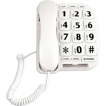 JF11W Big Button Phone for Seniors Home Large Phone Corded Landline for Elderly Amplified Phone for Hearing Impaired Aid Elderly Phones with Loud Speakerphone Desktop Telephone
