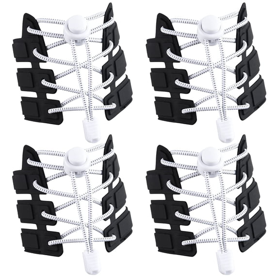 JFBUJC 4 Pairs of One Size Elastic Laceless Training Laces with Adjustable Locking Laces for Athletic Shoes, Hiking Boots and Casual Shoes - Kids and Adults