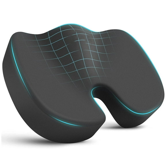 JFFJ Memory Foam Cushion: Car | Office | Wheelchair - Alleviates Tailbone and Sciatic Pain While Providing All-day Comfort(Height: 2.6 in).