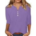 thumbnail image 1 of JFGHDG 3/4 length sleeve womens tops button down shirts for women Gauze Tees Casual Clothes Tunic Tops half sleeve tops for women Blouses Led Top T Shirt Tops 2025 Spring Tunic Top Hot Pink 2XL, 1 of 9