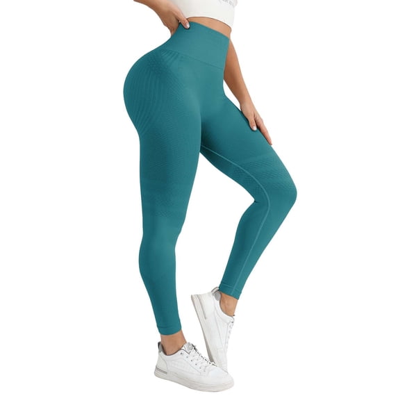JFGHDG 3D Anti Cellulite Compression Leggings for Women High Waisted Seamless Slimming Tummy Control Workout Yoga Full Length Athletic Tights Green S