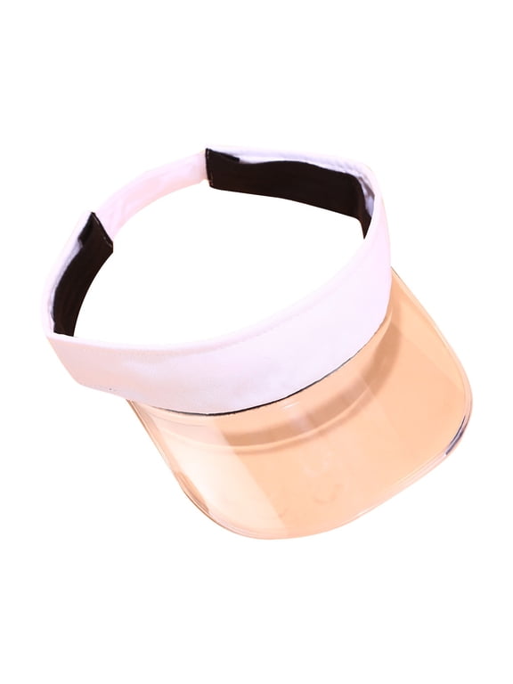 Adjustable Clear Transparent Brim Sun Visor Cap, Empty Top PVC Sports Visor Hat for Men Women Pink One Size