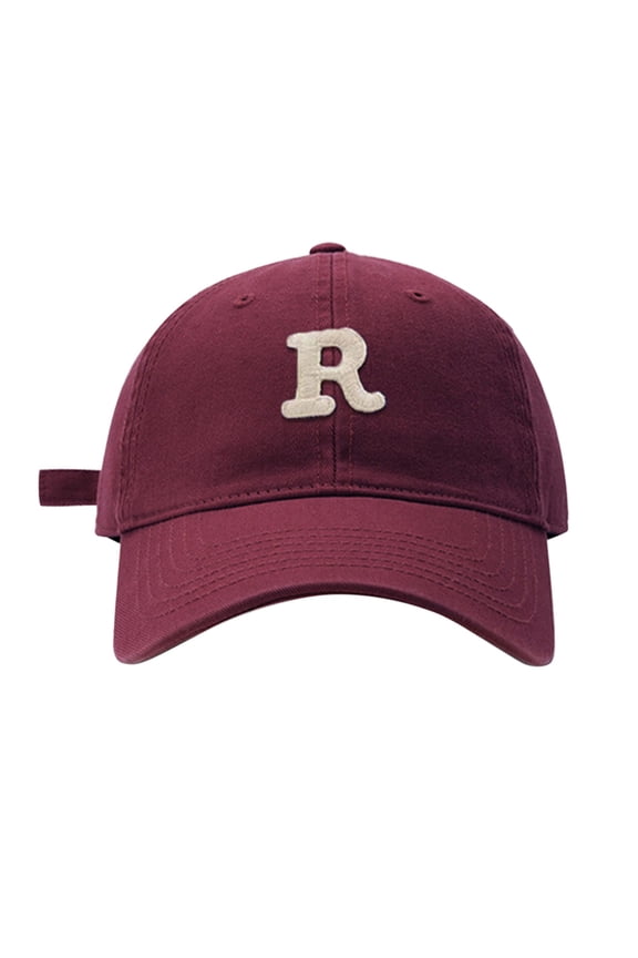 Adjustable Washed Cotton Dad Cap Simple Letter R Embroidery Design Casual Fashion Baseball Hat for Street Daily Activities Red One Size