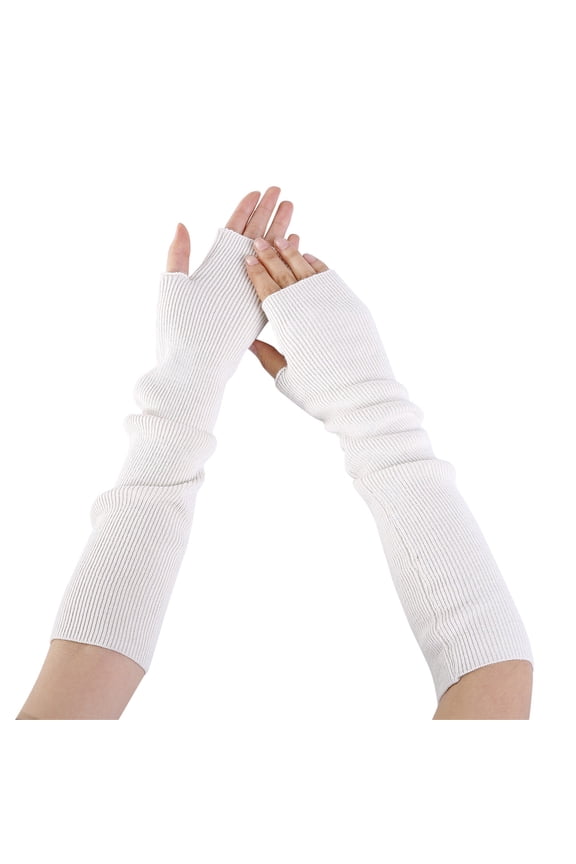 Arm Warmers Knitted Fingerless Arm Warmers Winter Stretchy Knitted Warmers Arm Warmers for Autumn Use Arm Warmers Arm Sleeves for Daily Scenarios Cozy Warm Arm Warmers White One Size