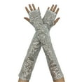 thumbnail image 1 of JFGHDG Arm Warmers Sparkly Gloves for Formal Occasions Fashion Sequin Glitter Gloves Sparkly Elbow Length Arm Sleeves Lace Elbow Length Sparkly Mesh Gloves Gray One Size, 1 of 7