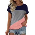 thumbnail image 1 of JFGHDG Basic Tee Short Sleeve Tops Oversized T Shirts tops for women trendy women tops Women's Short Sleeved Loose Tops T Shirts Color Blocked Casual Sleeves Color Blocked T Shirts Pink S, 1 of 4