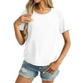 thumbnail image 1 of JFGHDG Basic Tee Short Sleeve Tops Oversized T Shirts women's tops workout tops for women Womens Workout Tops Oversized T Shirts Loose Fit Crewneck Short Sleeve Top White S, 1 of 5