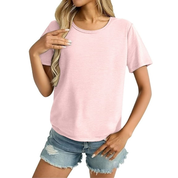 JFGHDG Basic Tee Short Sleeve Tops Oversized T Shirts women tops tees for women Womens Workout Tops Oversized T Shirts Loose Fit Crewneck Short Sleeve Top A M