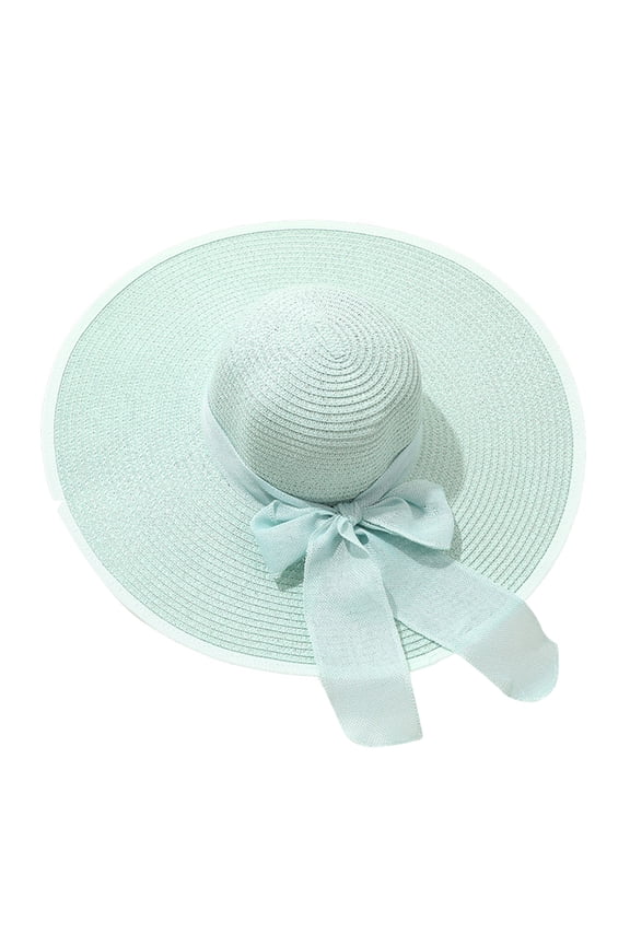 Beach Hats for Women Foldable Beach Cap with Uv Protection Outdoor Travel Sun Hats with Bow Foldable Beach Sun Hat Women's Foldable Wide Brim Straw Hat Straw Floppy Sun Hat Green One Size