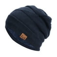 thumbnail image 1 of JFGHDG Beanie for Men Women Thick Warm Fluffy Lined Knit Winter Hat Slouch Chunky Stretch Plain Cuff Toboggan Cap Navy One Size, 1 of 5