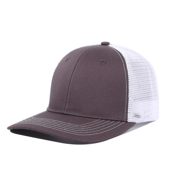 JFGHDG Blank Plain Trucker Cap for Men Women Two olor Contrast Stitching Mesh Back Snapback Hat Customizable Baseball Trucker Hat Coffee M