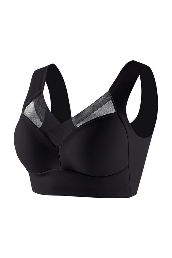 Bra No Underwire Body and Bra Supportive Comfort Bra Low Back Bra Bras for Women Breathable Full Coverage Ice Silk Push Up Back Smoothing Everyday Bras Seamless Posture Correcting Black 7XL