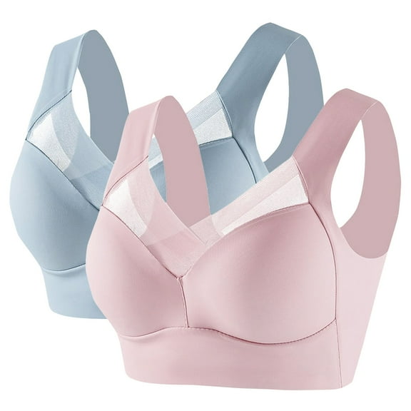 JFGHDG Bra No Underwire Wireless Bra Strapless Shapewear for Women Bras for Older Women Mesh No Underwire Seamless Anti Sagging Long Line Bra Wirefree Compression Bra Back Smoothing Light Violet 3XL