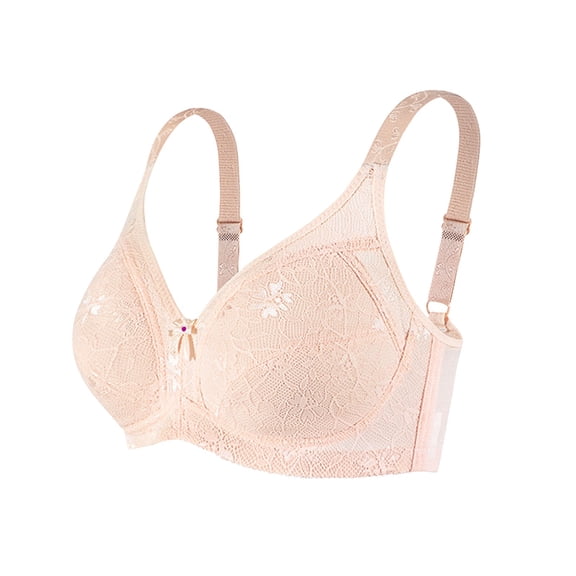 JFGHDG Bras for Women No Underwire Wide Strap Bras for Women Bra No Underwire Bralettes Everyday Bras Padded Anti Sagging Posture Correcting Ice Silk Push Up Seamless Comfortable Bralettes Beige 42