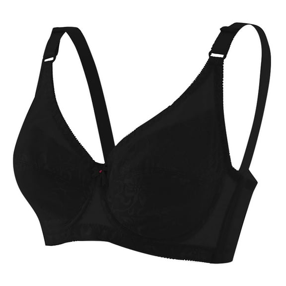 JFGHDG Breathable Bras for Women Push Up Sports Bra Wide Strap Bras for Women Thin Breathable Bralettes Everyday Bras Padded Ice Silk No Underwire Posture Correcting Anti Sagging Black 2 40