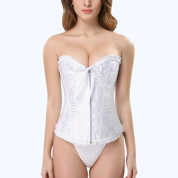JFGHDG Bustier Corset Women Corset Gothic Corset Top Strapless Corset Top Bustier Corset Top Corset Halter Top Corset Shapewear White S