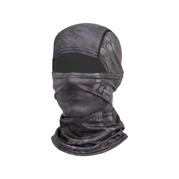 JFGHDG Camouflage Balaclava Face Mask Breathable Lightweight Tactical Ski Mask UV Protection Neck Gaiter for Cycling Hunting Motorcycle Outdoor Sports Black One Size