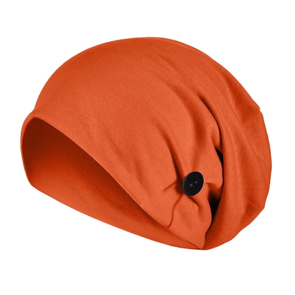 JFGHDG Chemo Hats Solid Sleep Cap Soft Headwear Cancer Cap Chemo Headwear Women Orange One Size