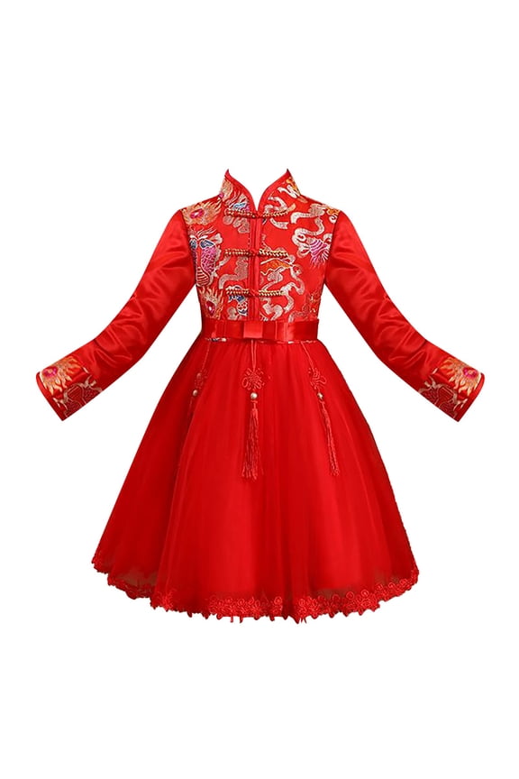 Chinese Traditional Dress Quilted Lined Warm Dress Chinese Traditional Dress Baby Chinese New Year Outfit Elegant Classic Outfits Ancient Traditional Dress Red Chinese Dress A1 Red 130