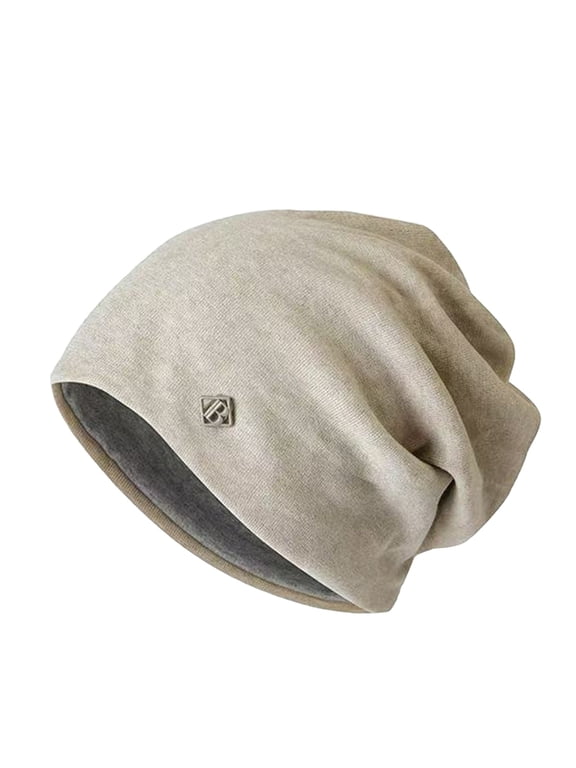 Classic Monogram Letter B Multifunctional Slouchy Beanie Hat, Soft Stretch Skull Cap for Men & Women Beige One Size