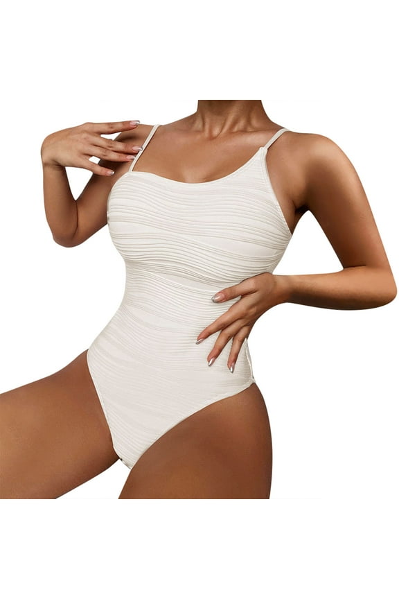 Corset Swimsuit,bathing Suit for Women,one Piece Swimsuit Women,women's Solid Color Textured Belly Skinny Swimsuit,romper Swimsuits for Women,tummy Control Swimsuits for Women Beige S