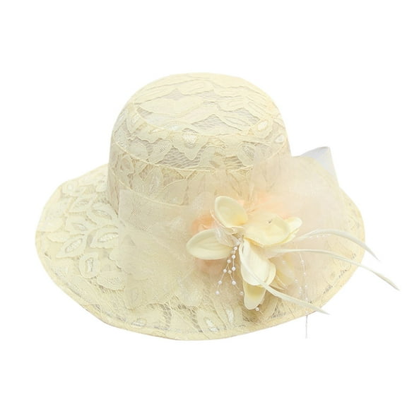 JFGHDG Cowboy Hat,Vintage Hat,Hats for Women,Sun Hats for Women,Floppy Hats for Women,Women's Church Fascinator Bridal Tea Wedding Hat Yellow One Size