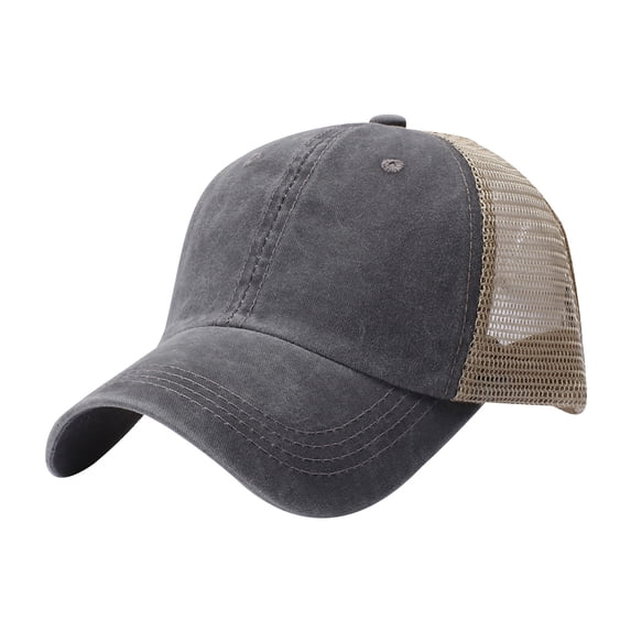 JFGHDG Distressed Washed Trucker Baseball Hat Breathable Mesh Back Adjustable Snapback Cap Lightweight Retro Headwear for Men Women Gray One Size