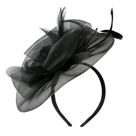 JFGHDG Fascinators Hats for Women,Tea Party Hats for Women,Head Piece for Women,Hat for Women,Fascinator Headband,Fascinator Tea Bridal British Women's Headband Black One Size