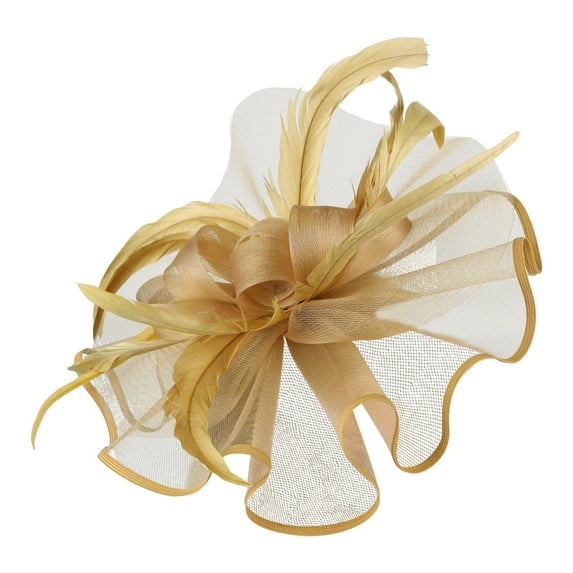 JFGHDG Fascinators Hats for Women,Tea Party Hats for Women,Head Piece for Women,Hat for Women,Fascinator Headband,Hat Headwear Church Feather Clip Fascinators Hat Wedding Cap For Gold One Size