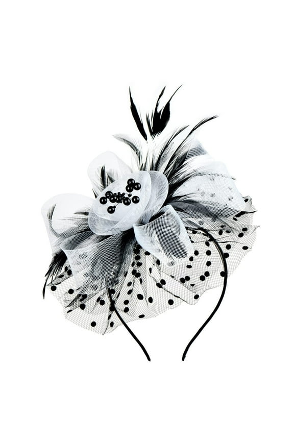 Fascinators Hats for Women,Tea Party Hats for Women,Head Piece for Women,Hat for Women,Fascinator Headband,Hat For Women Flower Mesh Feathers Hair Clip Tea Party Headband White One Size