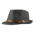 thumbnail image 1 of JFGHDG Fedora Straw Sun Hat for Men Women Foldable Roll Up Short Brim Trilby Hat Panama Beach Hat Black One Size, 1 of 6