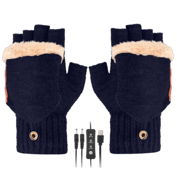 JFGHDG Fingerless Gloves Fingerless Knitted Gloves Winter Stretchy Mittens Stretchy Warm Accessories Gloves for Female Daily Use Anti Slip Palm Glove Knitted Gloves with Thumb Hole Dark Blue One Size