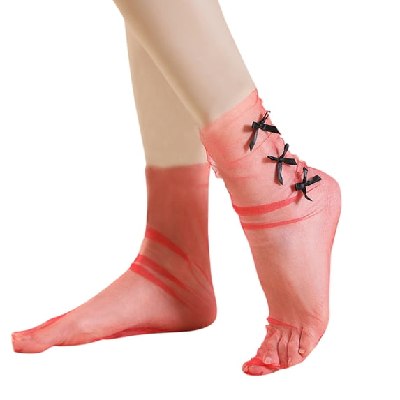 JFGHDG Fishnets for Women Lace Mesh Nylon Sheer Ankle Socks Elastic Hollow Out Mesh Net Socks Thin Breathable Mesh Short Socks Ankle High Mesh Short Socks Elastic Mesh Fishnet Socks Red One Size