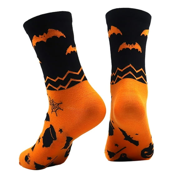 JFGHDG Halloween Socks for Women Fuzzy Socks Pumpkin Ghost Bat Stocking Work Socks for Men Crew Socks Long Socks for Women Running Socks Workout Socks Women B a