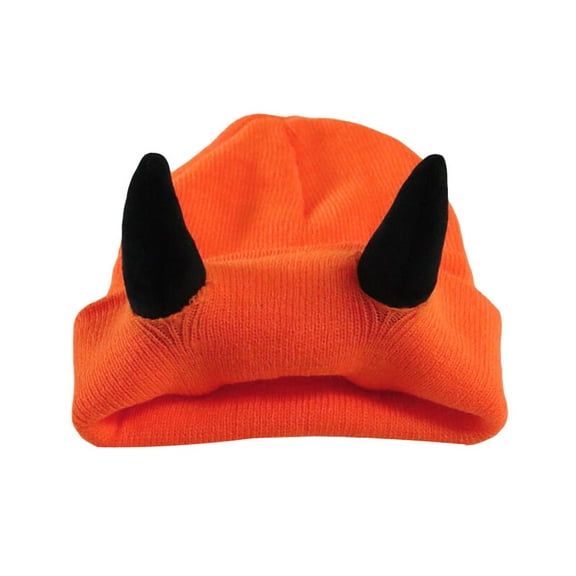 JFGHDG Hats for Women,Beanies Hats Men,Skull Cap,Running Hat Men,Scrub Cap,Devil Horns Men Hat Knitted Beanie With Horns Women Hip Hop Daemon Horns Cap For Winter Warm Ski Outdoor Orange One Size